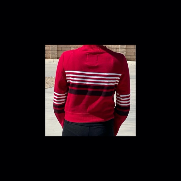 Red with White & Black Stripes Crew Neck - Picture 4 of 4